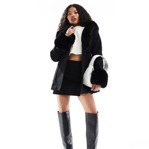 Faux Fur Black Coat